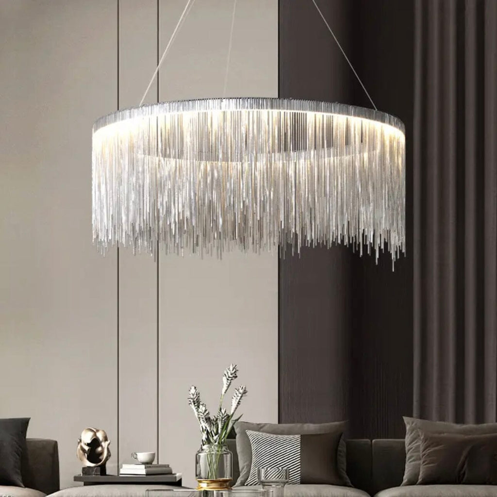 Asterra Nordic Circular Tassel Chain Chandelier for Modern Interiors