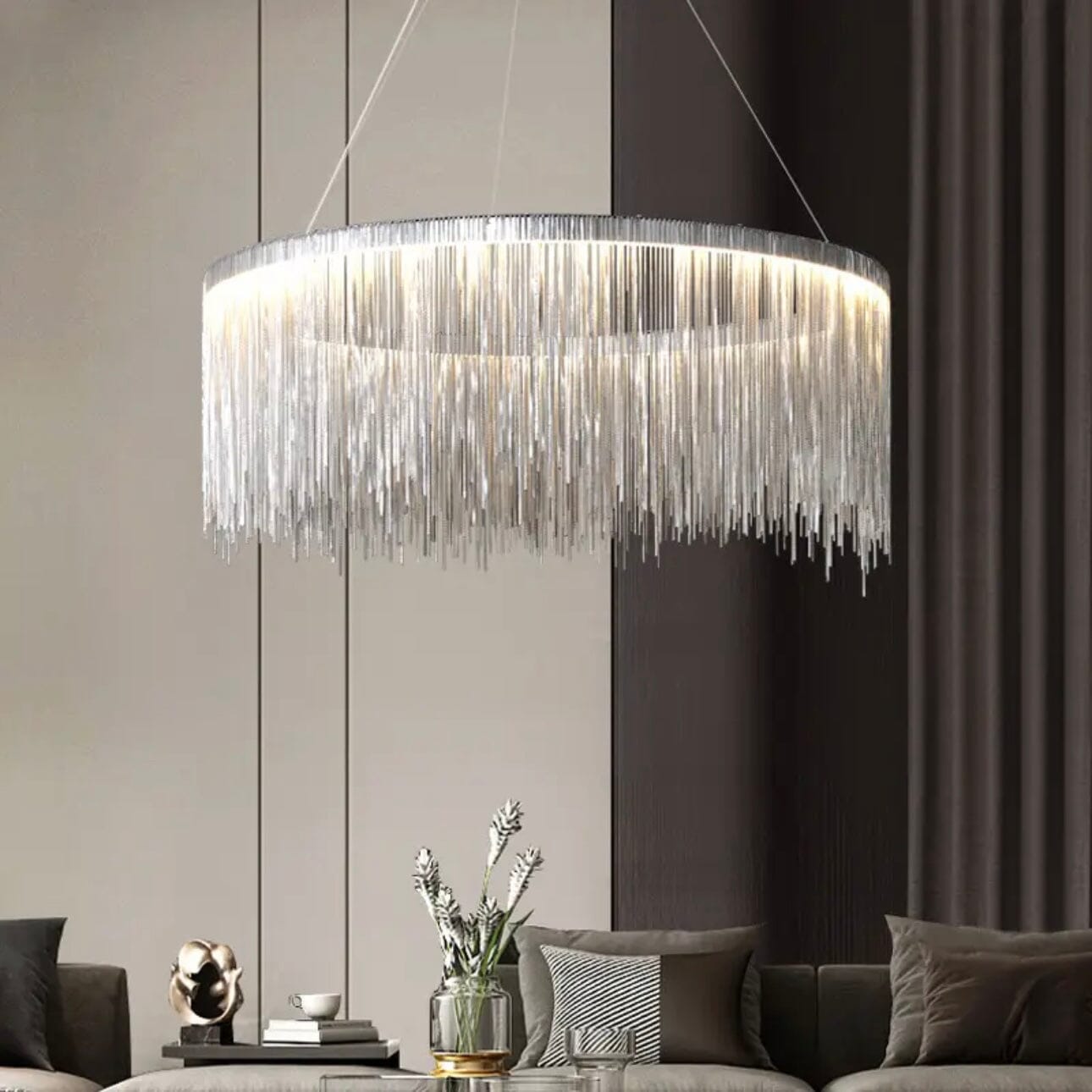 Asterra Nordic Circular Tassel Chain Chandelier for Modern Interiors