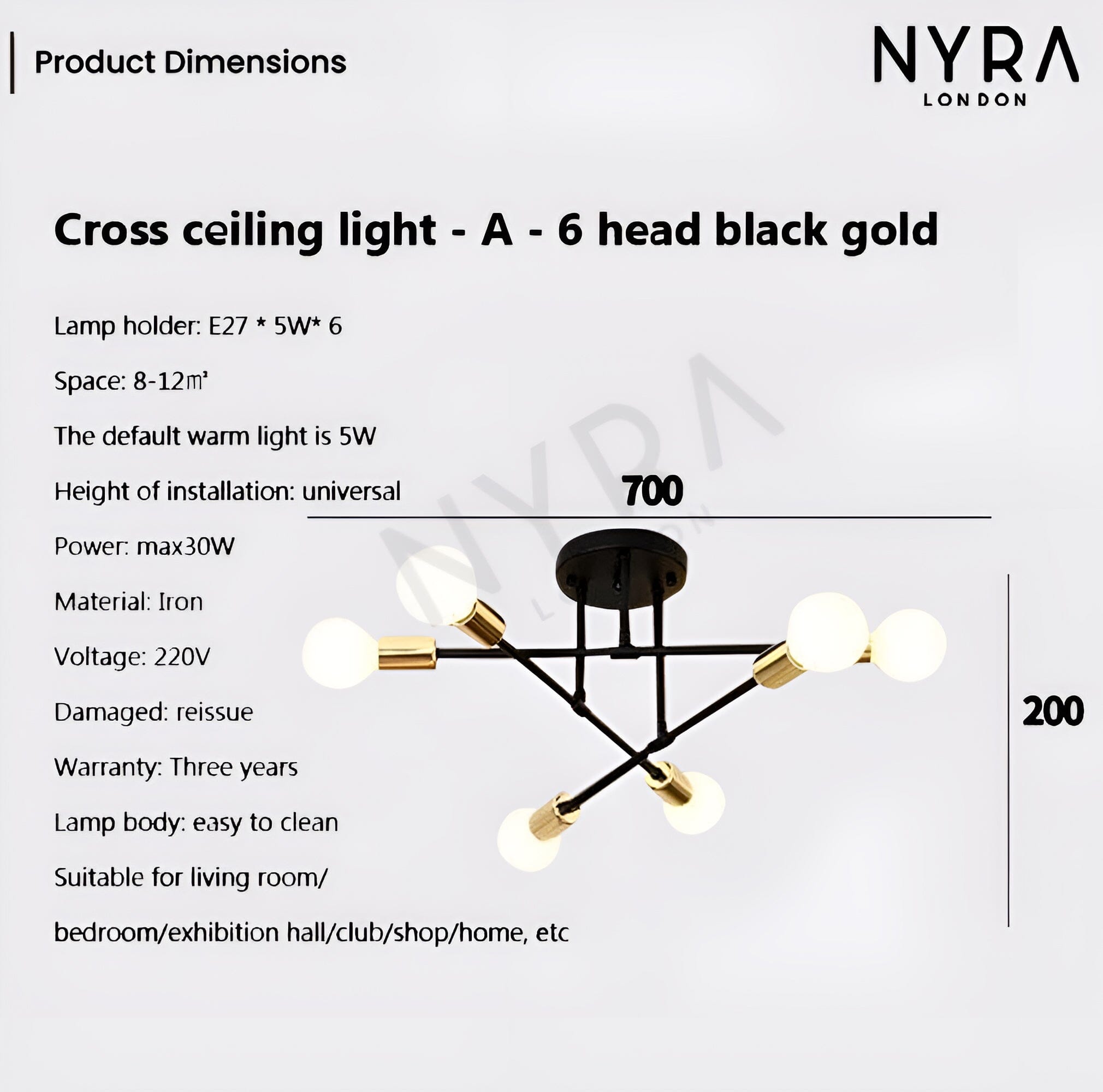 Asteron Eight-Light Nordic Mini Chandelier in Iron and Glass
