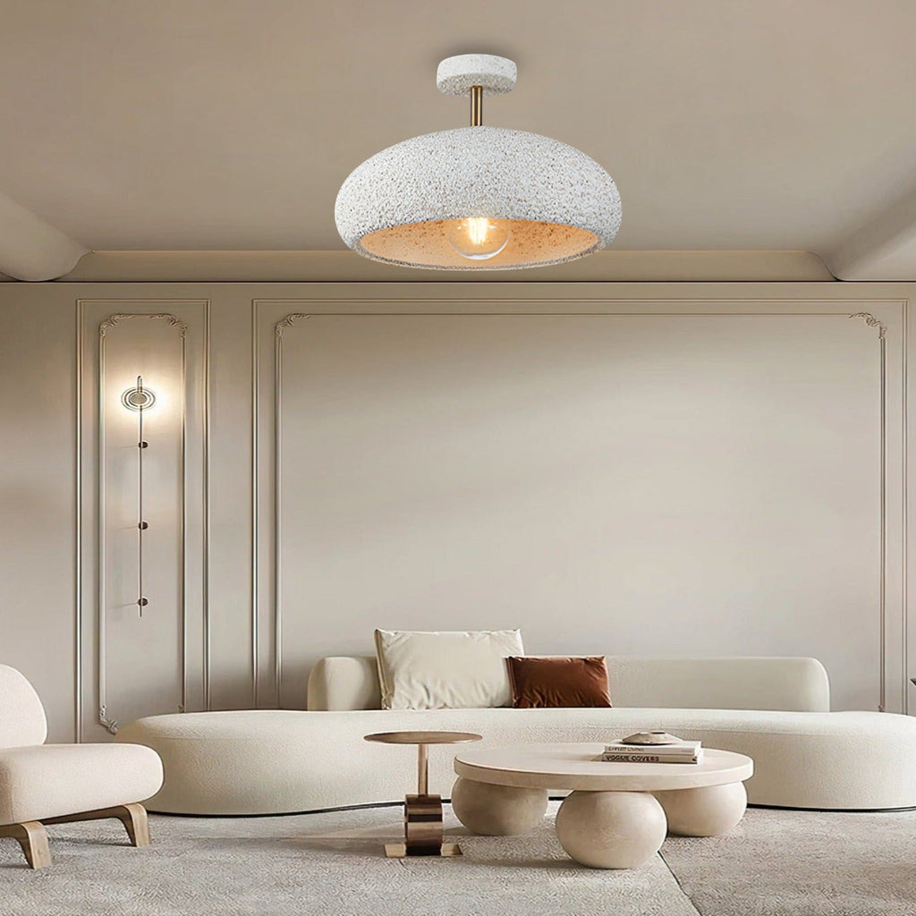 Nolra Stone Speckle Dome Ceiling Light With Diffused Glow