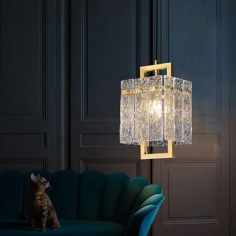 Aurora Copper Glass Led Wall Light With Crystal Accents