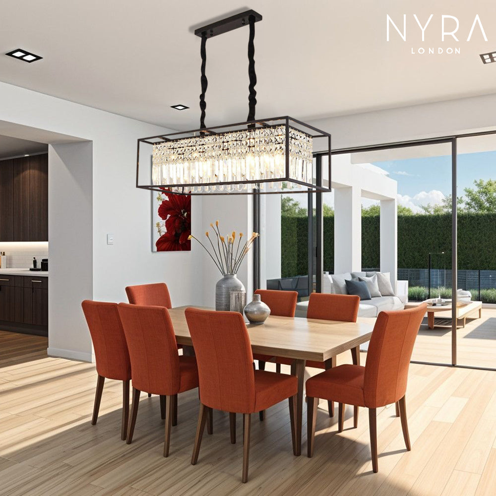 Asterra Rectangular Crystal Chandelier With K9 Prisms And Adjustable Chain