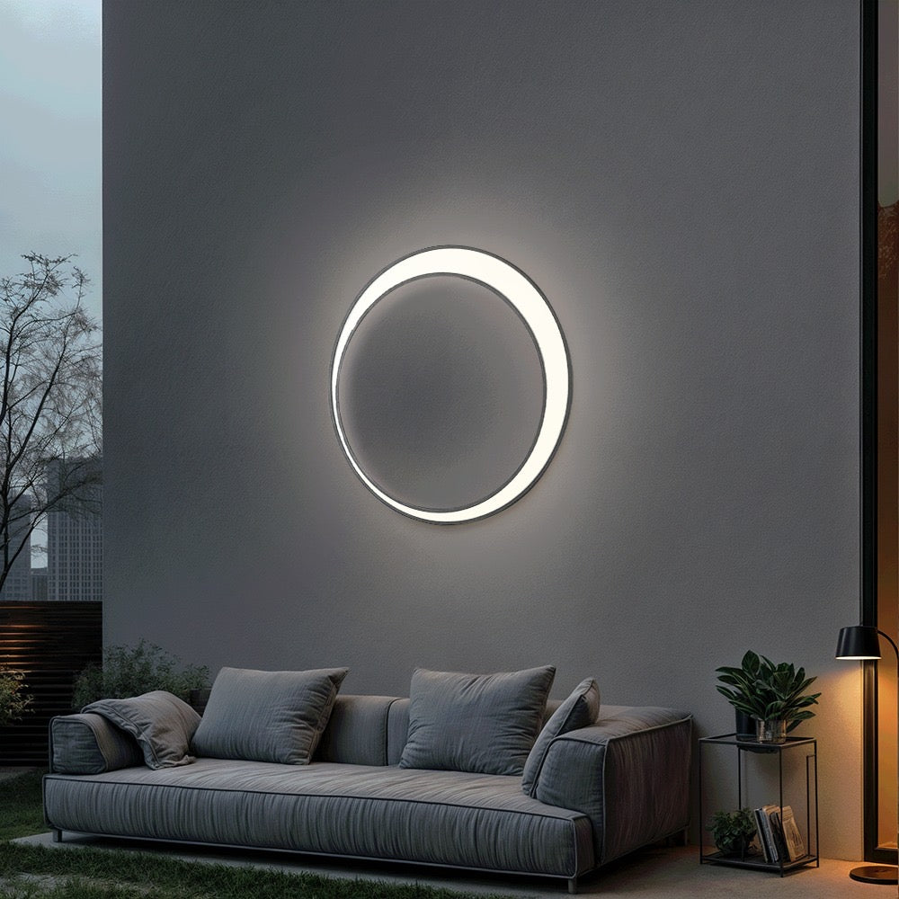 Astraeon Eclipse Outdoor Wall Light Modern Circular Exterior Fixture