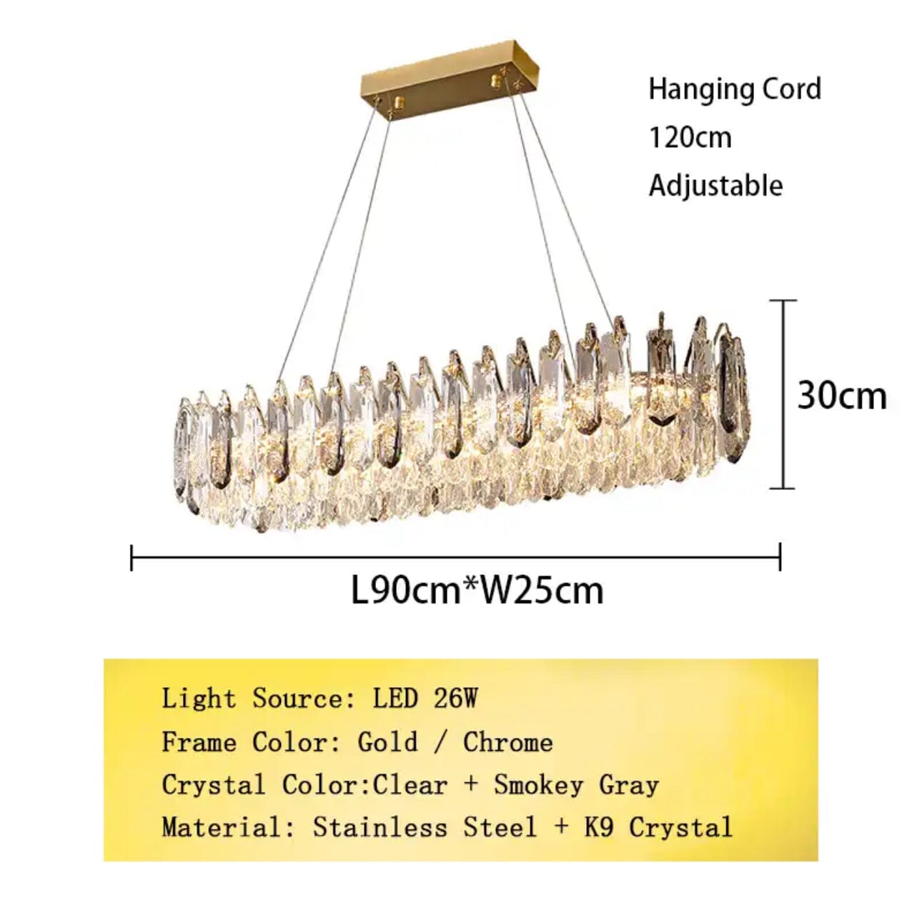 Lumistra Signature Crystal Ceiling Light In Gold Or Chrome With K9 Crystals