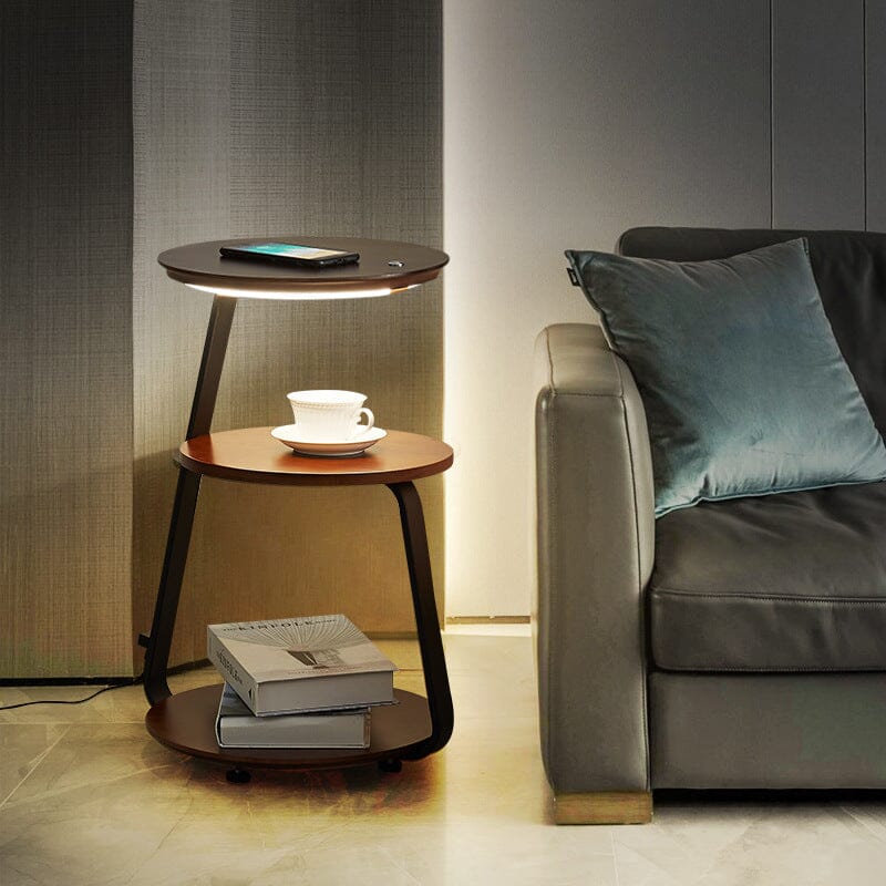 Novae Chestnut Three-In-One Table Lamp With Wireless Charging
