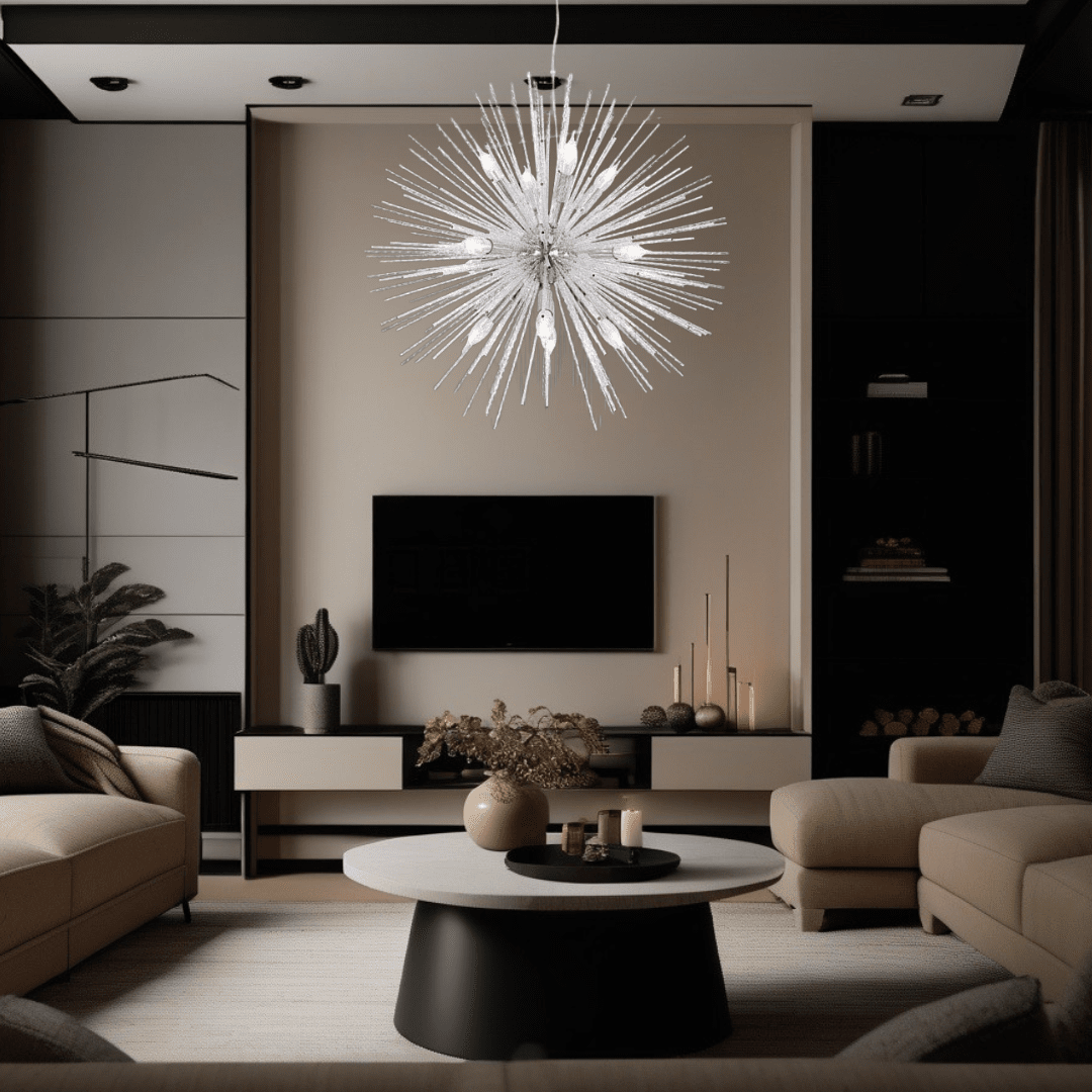 VeroLux Postmodern Firework Chandelier With Dynamic Light Play For Living Rooms