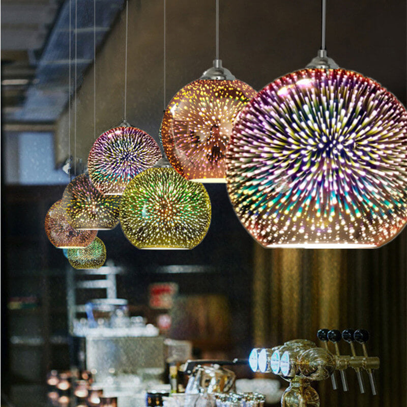 Modern Creative 3D Colorful Magical Glass 1-Light Dome Pendant Light lâmpada