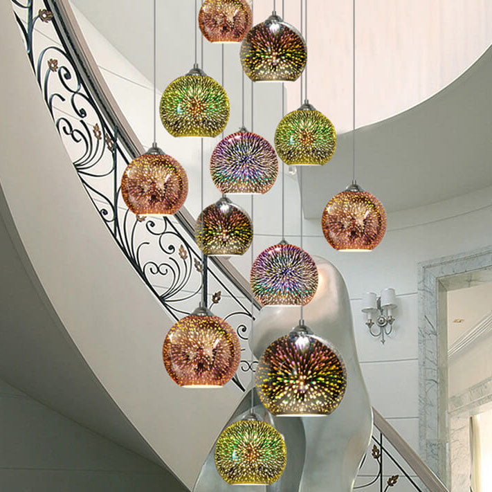 Modern Creative 3D Colorful Magical Glass 1-Light Dome Pendant Light lâmpada