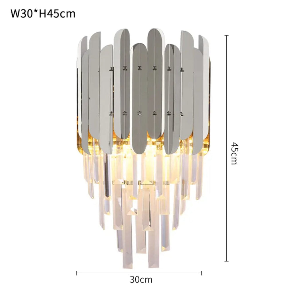 Elara Crystal Wall Lamp With Chrome And Gold Finish Dangling Crystal Bars