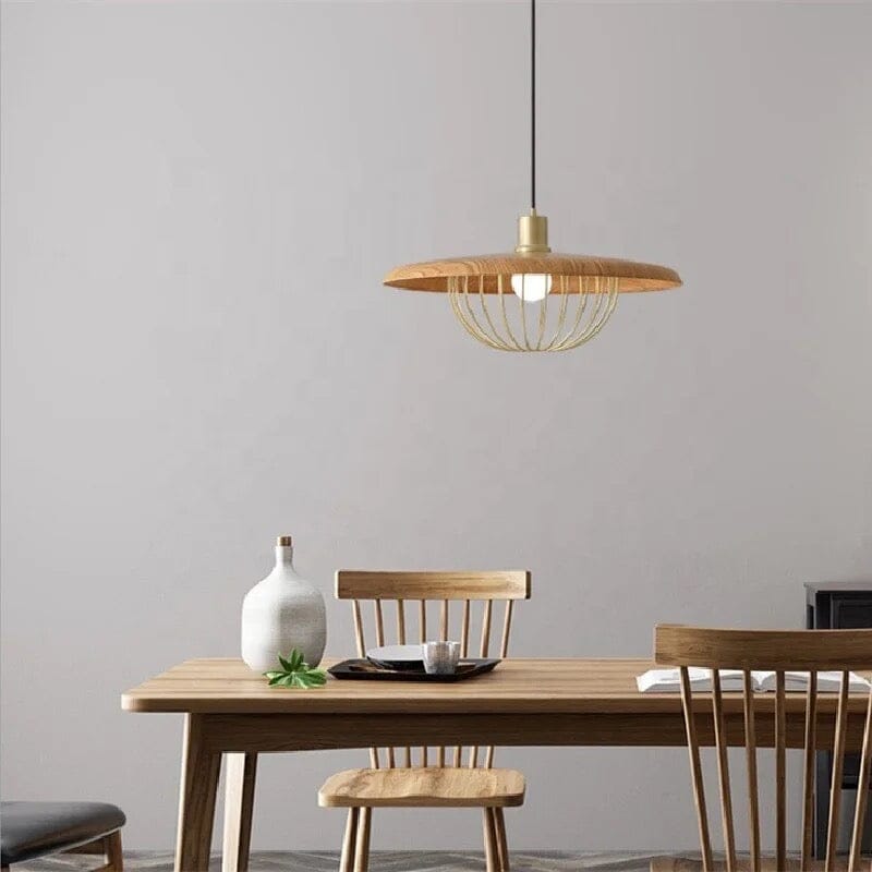 Liora Oakwood Style LED Pendant Light With Metal Accents