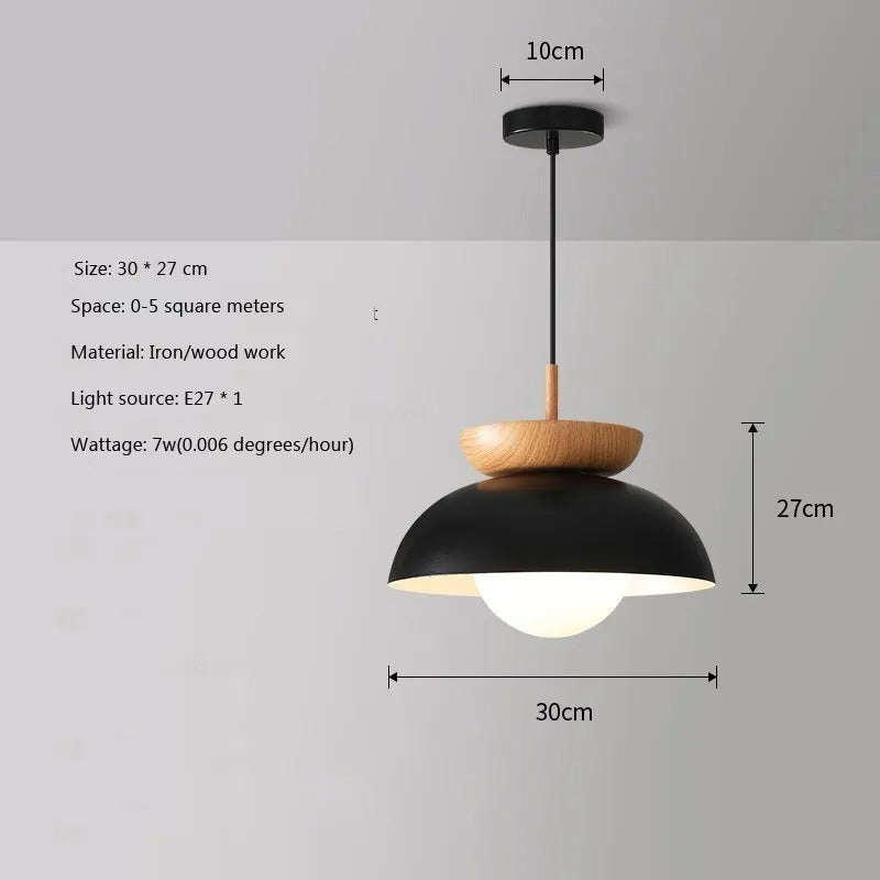 Asterra Nordic Wood and Iron Accent Ceiling Light for Hallways