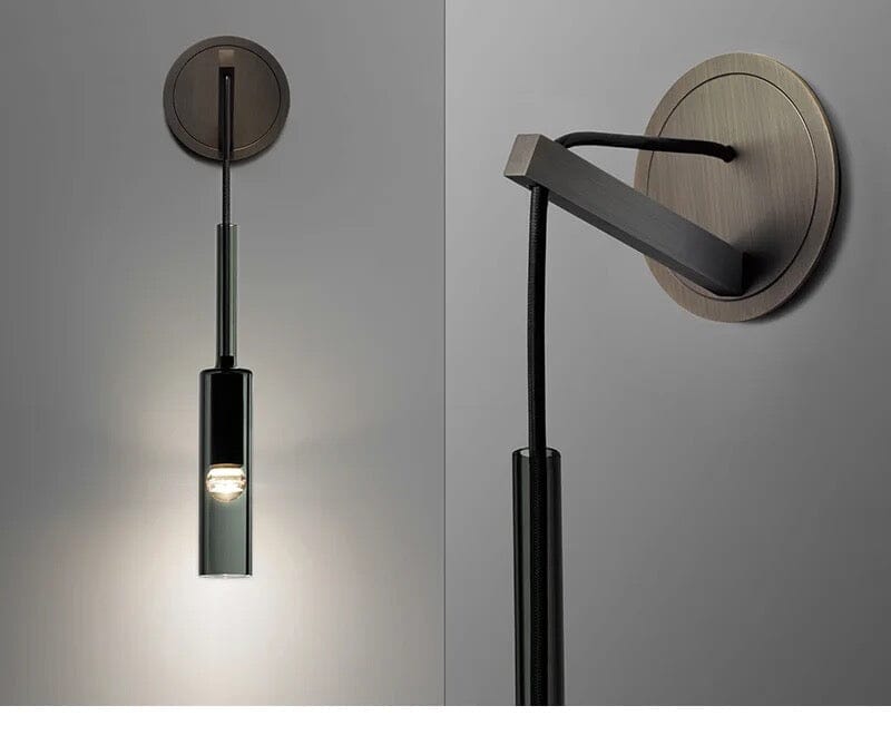 Asterra | Smoky Gray Glass Bottle Wall Lamp in Smoked Black