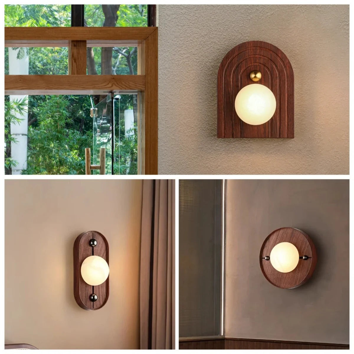 Nyra | Walnut Arch LED Wall Light For Modern Interiors