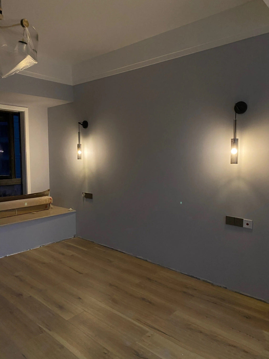 Asterra | Smoky Gray Glass Bottle Wall Lamp in Smoked Black