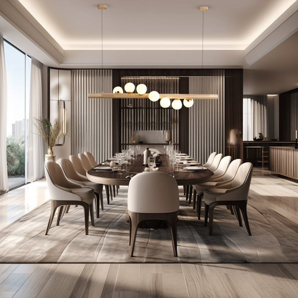 WhorlWood Seven LED Spiral Glass Pendant Light With Wooden Bar