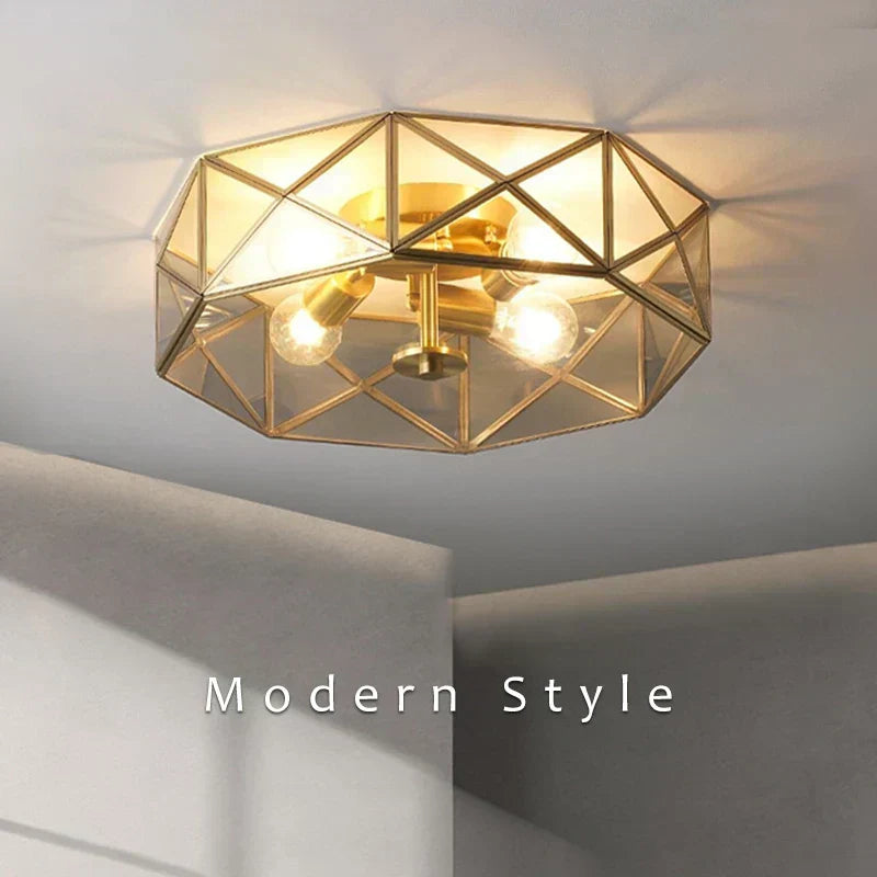Aurum Crest Chandelier With Glass Shade And Golden Copper Finish