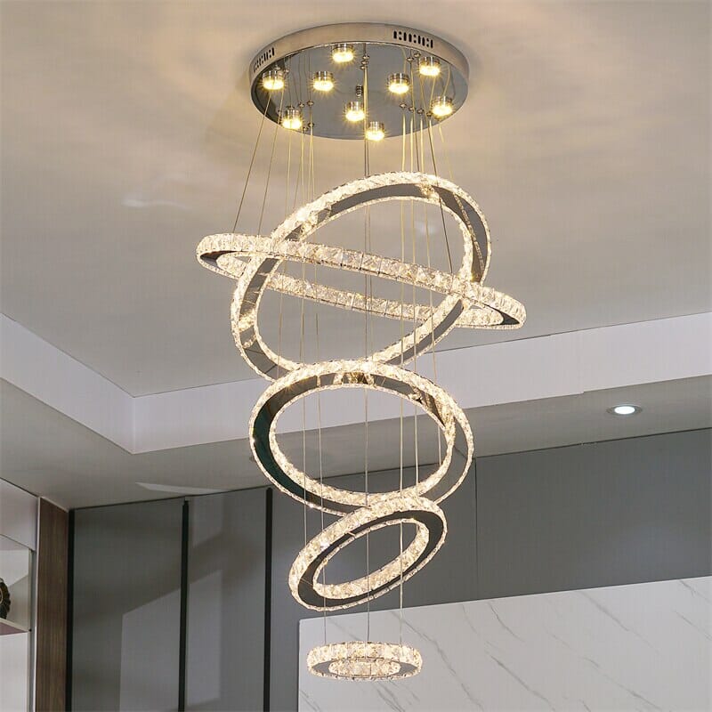 Aurea Crystal Ring Pendant Light With Chrome Finish