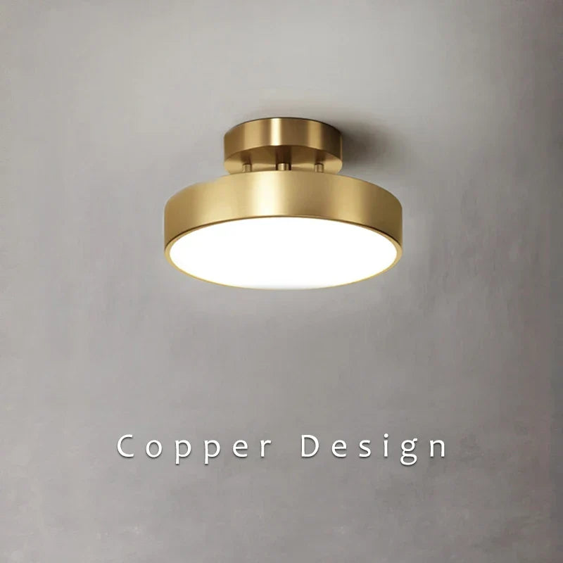 Aurea Brass Drum Ceiling Lamp With Tilt And White Acrylic Shade