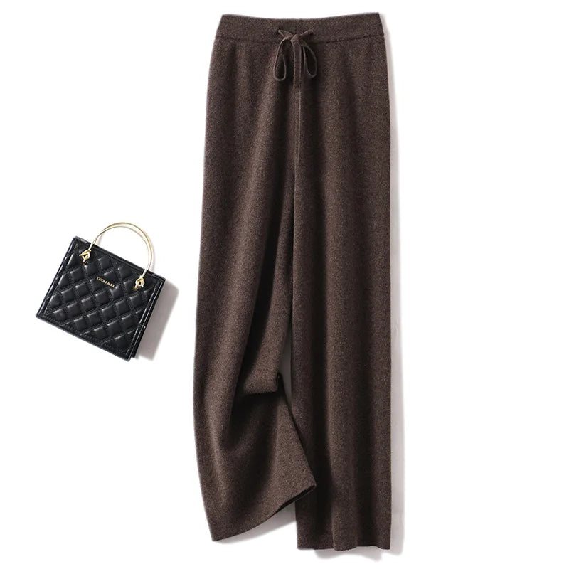 Adele Women’s Wide-Leg Knit Pants – Soft Loose Fit 100% Merino Wool Trousers for Autumn/Winter 10