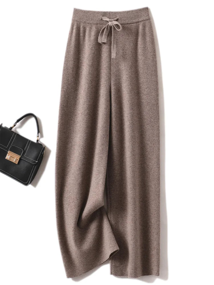 Adele Women’s Wide-Leg Knit Pants – Soft Loose Fit 100% Merino Wool Trousers for Autumn/Winter 3