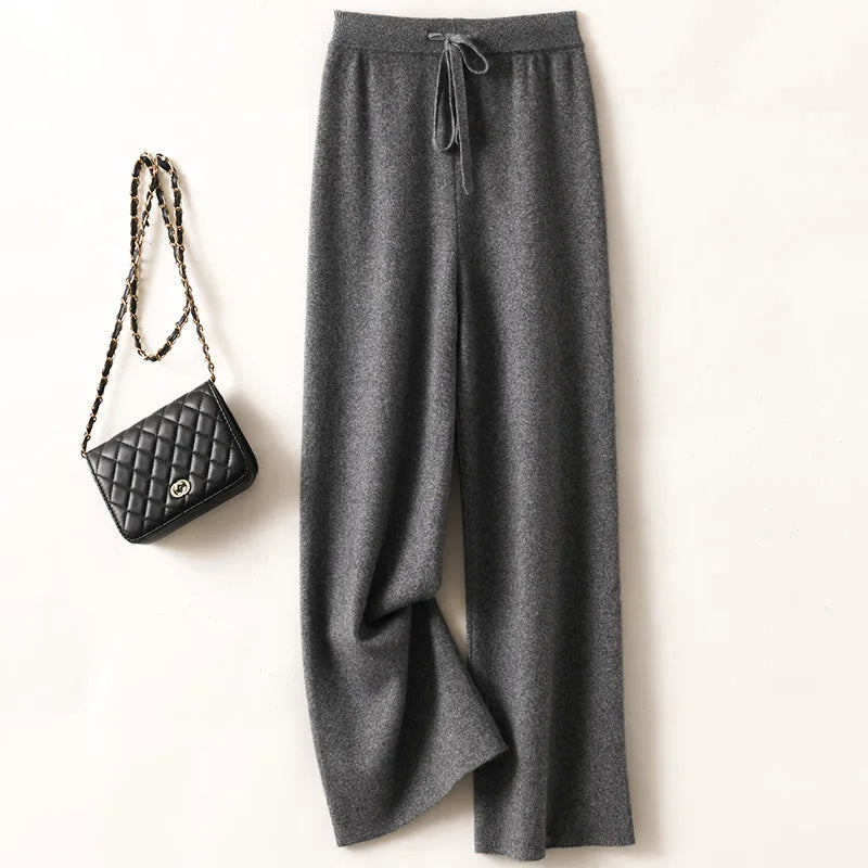 Adele Women’s Wide-Leg Knit Pants – Soft Loose Fit 100% Merino Wool Trousers for Autumn/Winter 9