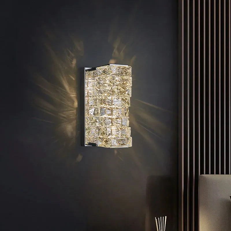 Lyra Wall Lamp in Stainless Steel with Crystal Accents, 3 Color Temperatures
