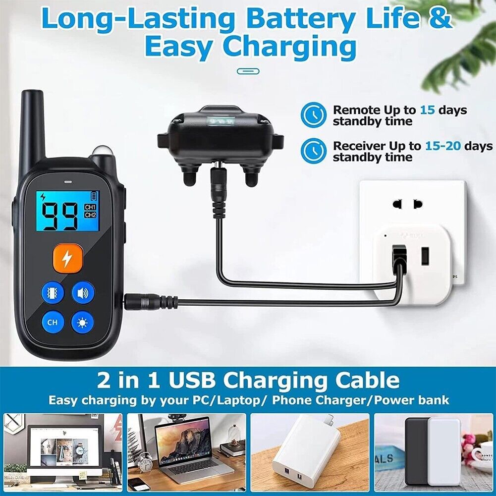 Elektronický obojek proti štěkání s elektrickým impulzem pro výcvik psů, dálkové ovládání poslušnosti