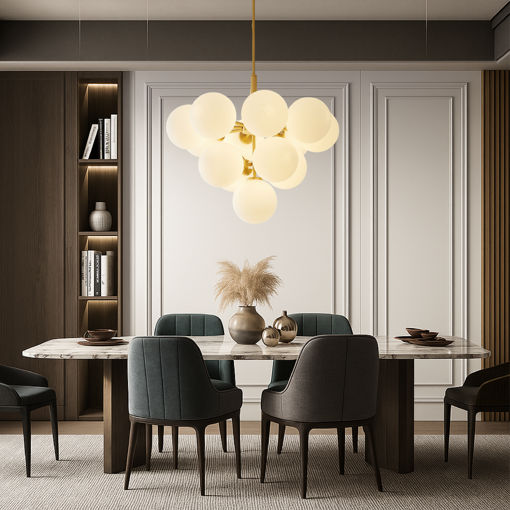 Lysara Scandinavian Chandelier With Glass Globe Shades