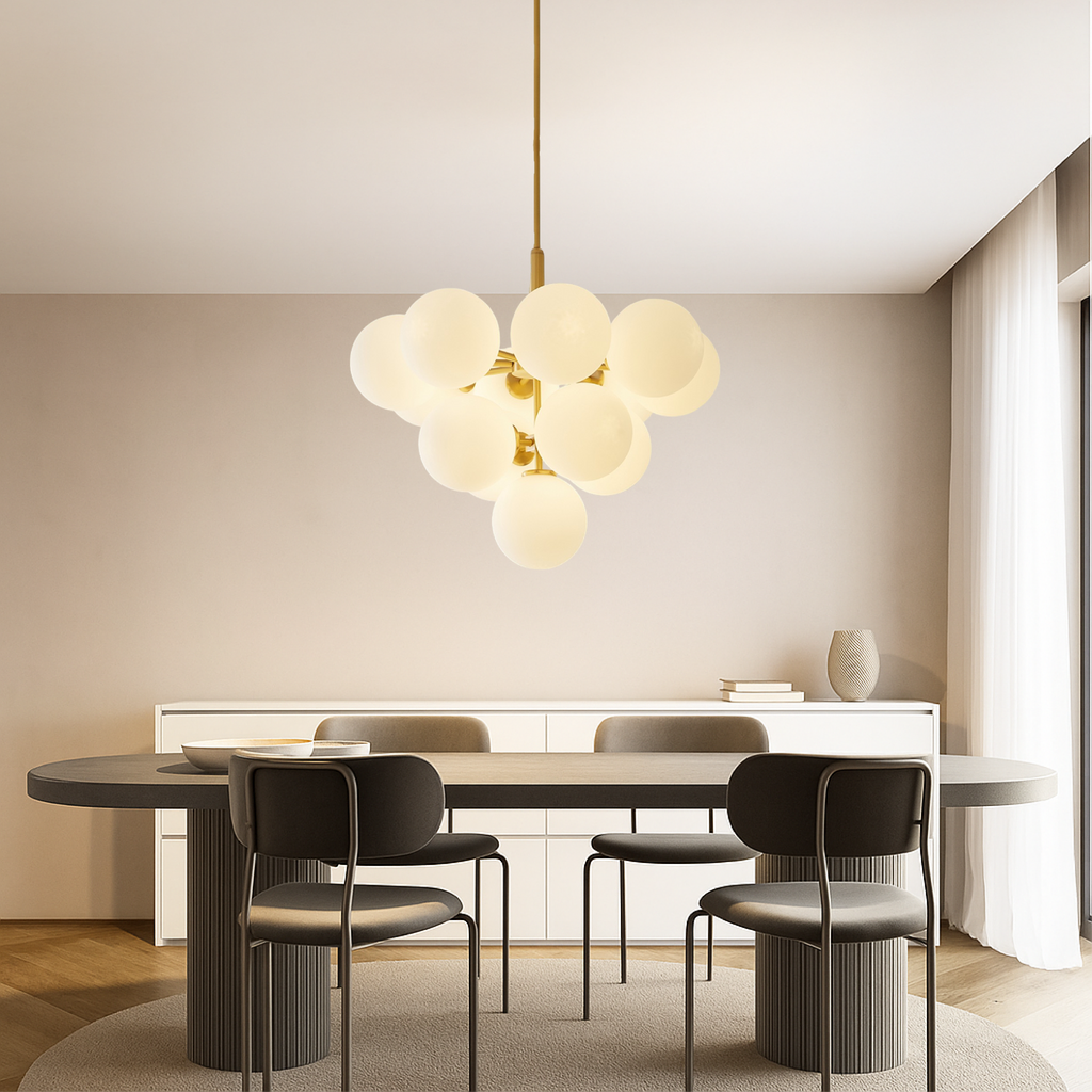 Lysara Scandinavian Chandelier With Glass Globe Shades