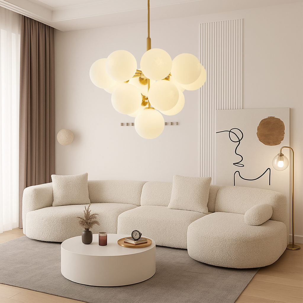 Lysara Scandinavian Chandelier With Glass Globe Shades