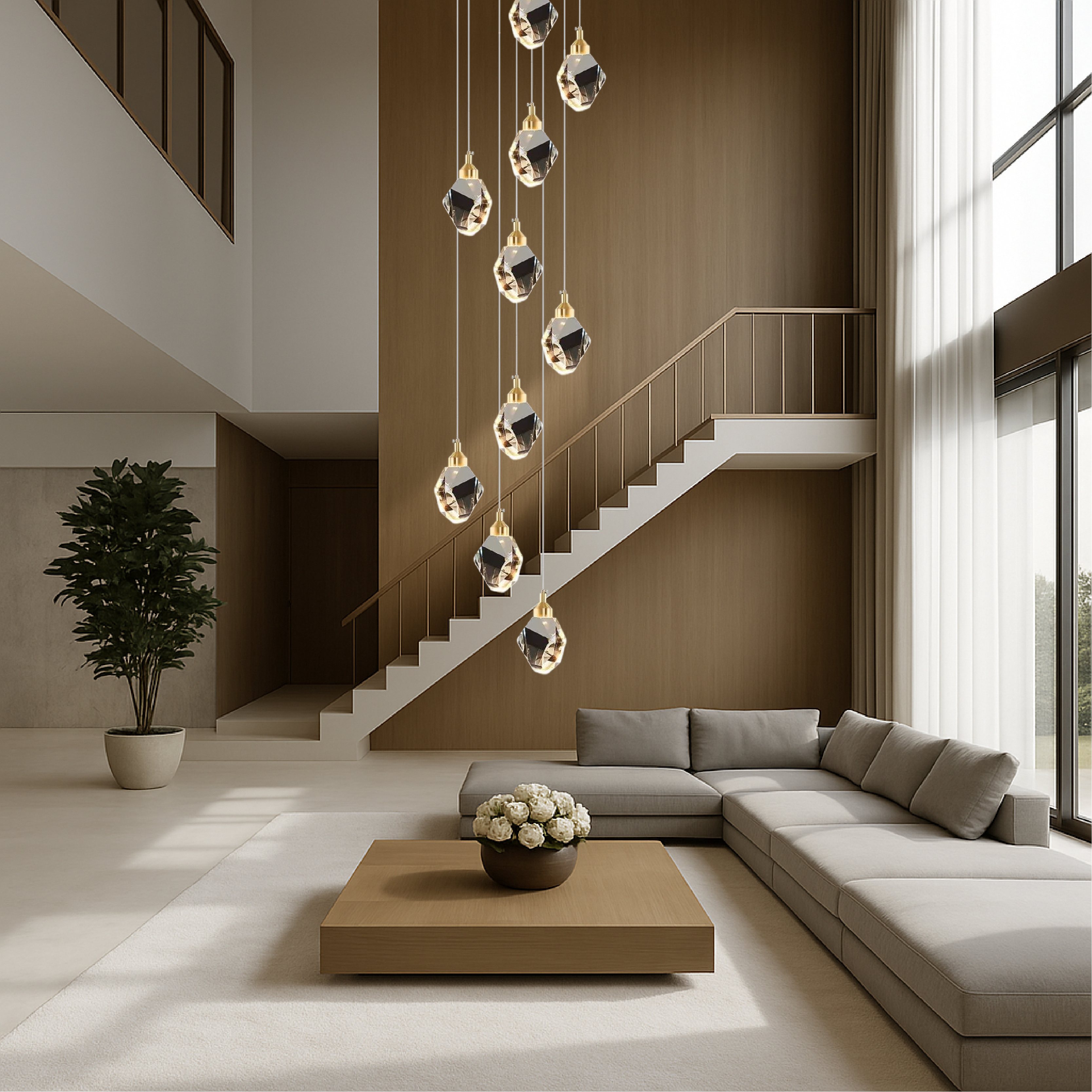 Luminara Crystal Chandelier With 10 Lights For Staircase