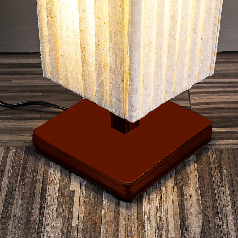 Arashi Rectangular LED Floor Lamp In Walnut Fabric Traditional Japanese Style