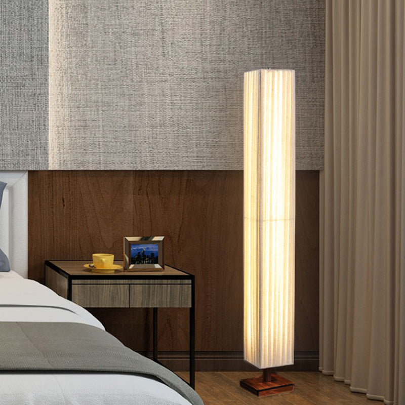 Arashi Rectangular LED Floor Lamp In Walnut Fabric Traditional Japanese Style