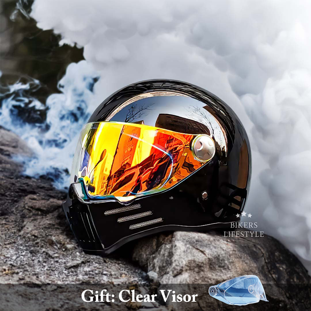 Přilba na motocykl typu Full Face Cruiser | Červený štít - schváleno DOT a ECE