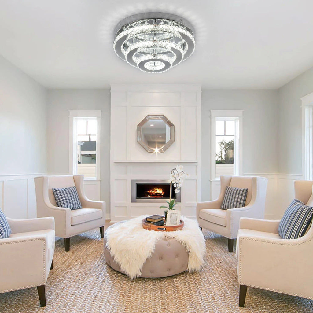 Aurelia Crystal Chrome Ceiling Light Round Chandelier For Elegant Rooms