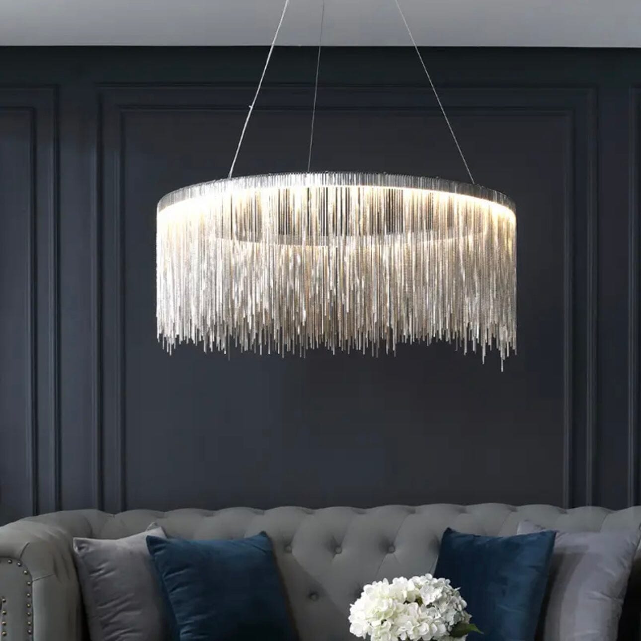 Asterra Nordic Circular Tassel Chain Chandelier for Modern Interiors