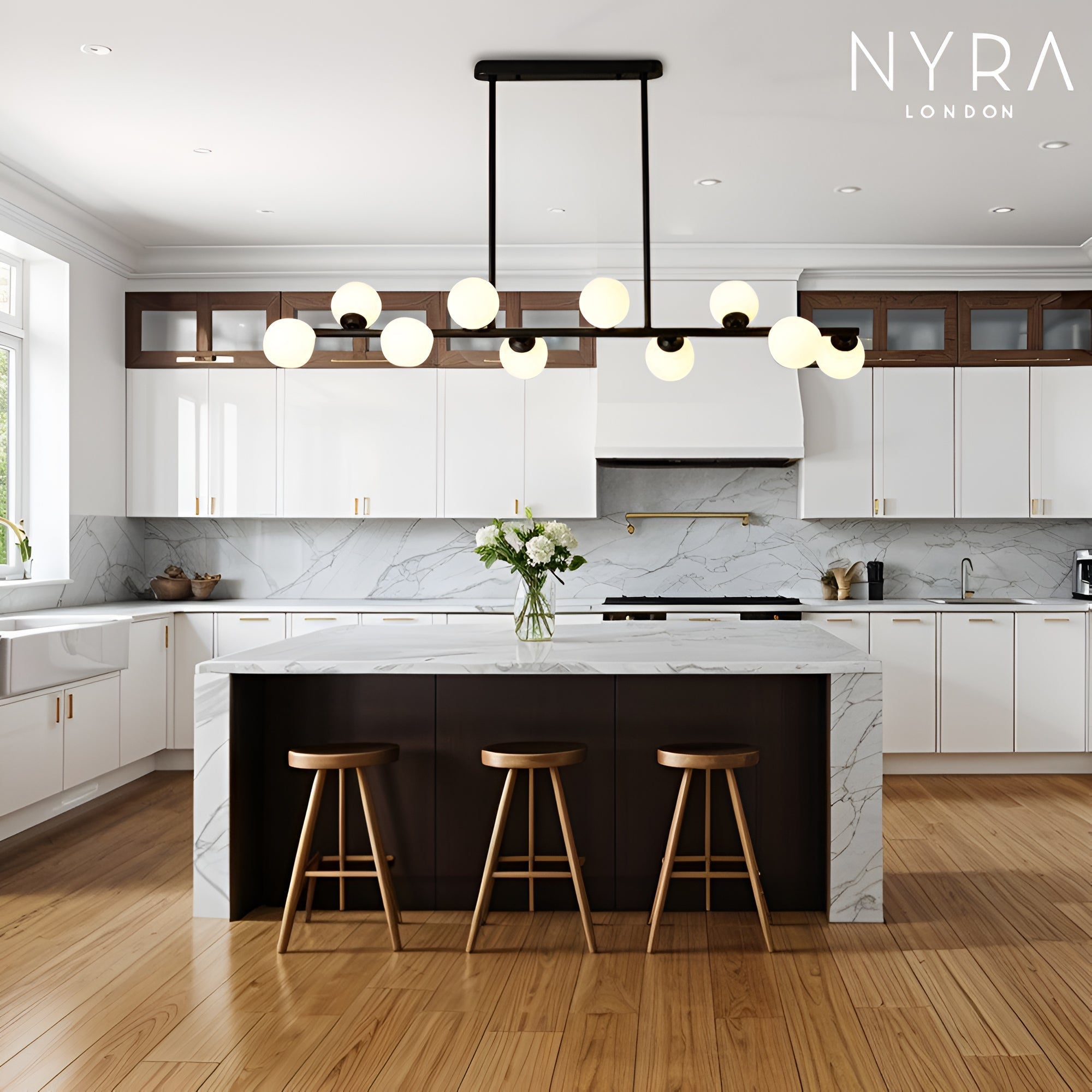 NovaLume Pendant Lamp Modern Aluminum and Iron Fixture with Frosted Glass