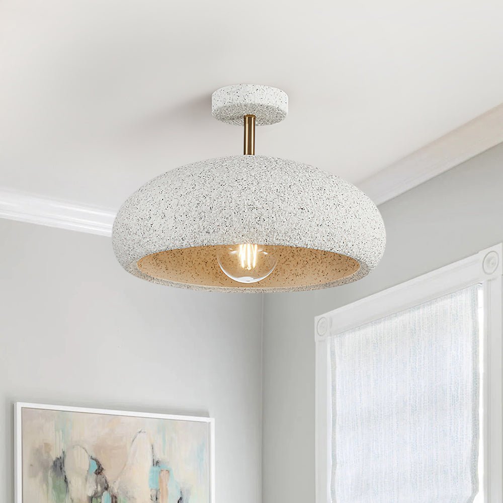 Nolra Stone Speckle Dome Ceiling Light With Diffused Glow
