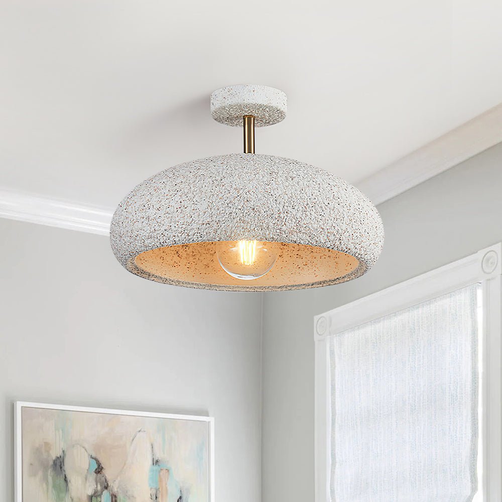 Nolra Stone Speckle Dome Ceiling Light With Diffused Glow
