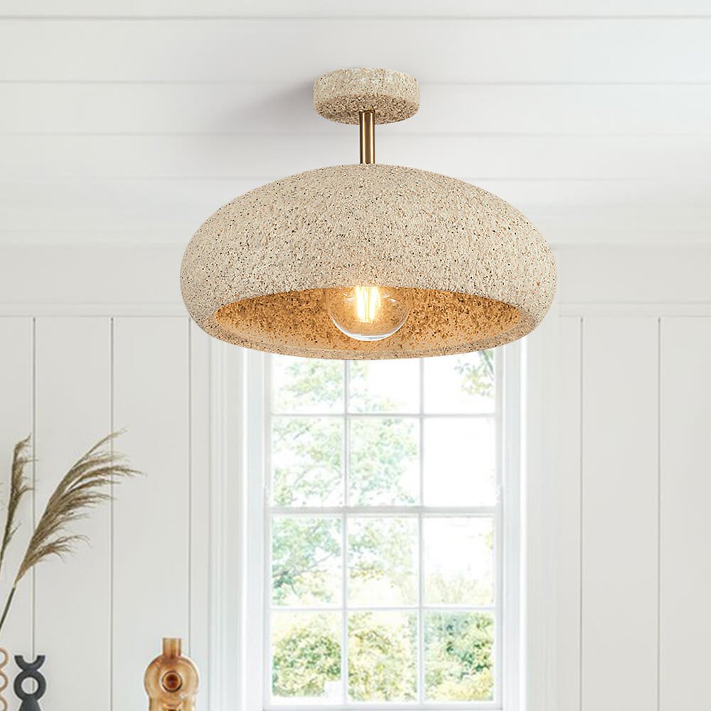 Nolra Stone Speckle Dome Ceiling Light With Diffused Glow
