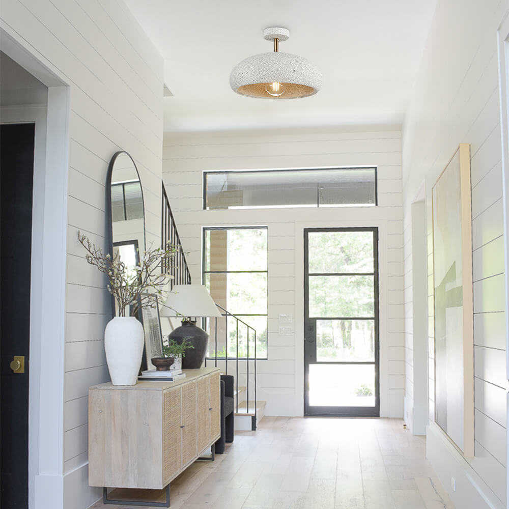 Nolra Stone Speckle Dome Ceiling Light With Diffused Glow