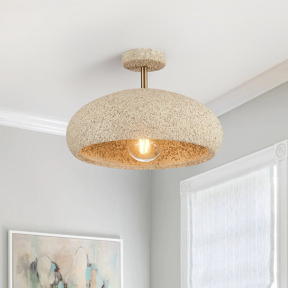 Nolra Stone Speckle Dome Ceiling Light With Diffused Glow