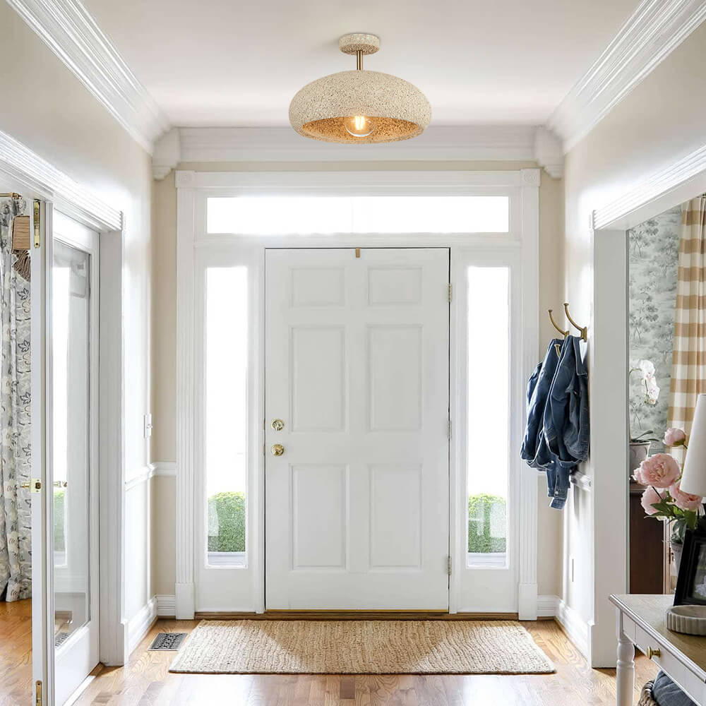 Nolra Stone Speckle Dome Ceiling Light With Diffused Glow