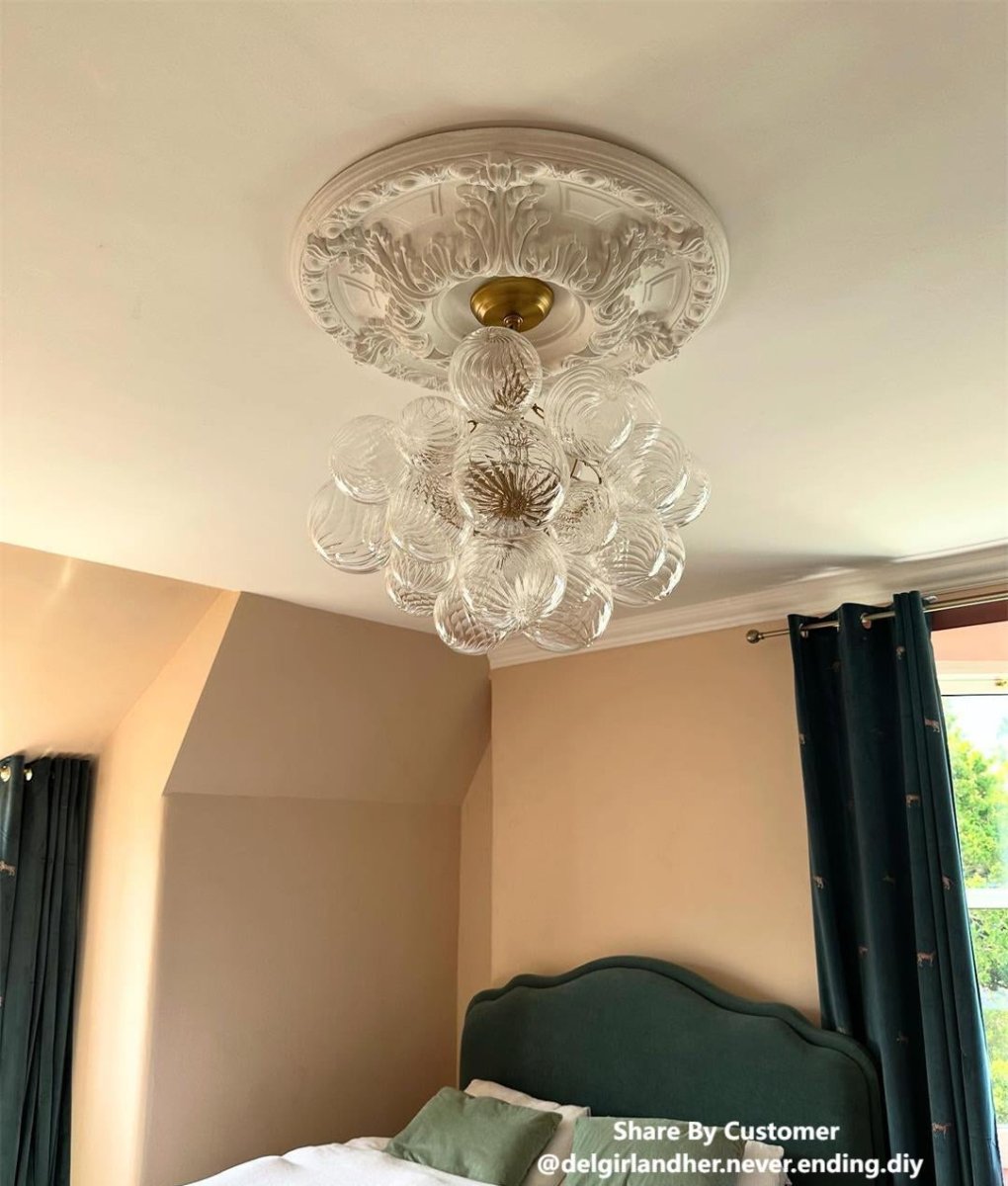 吊灯 | 玻璃泡泡吊灯，带可调节高度，适用于餐厅和客厅空间