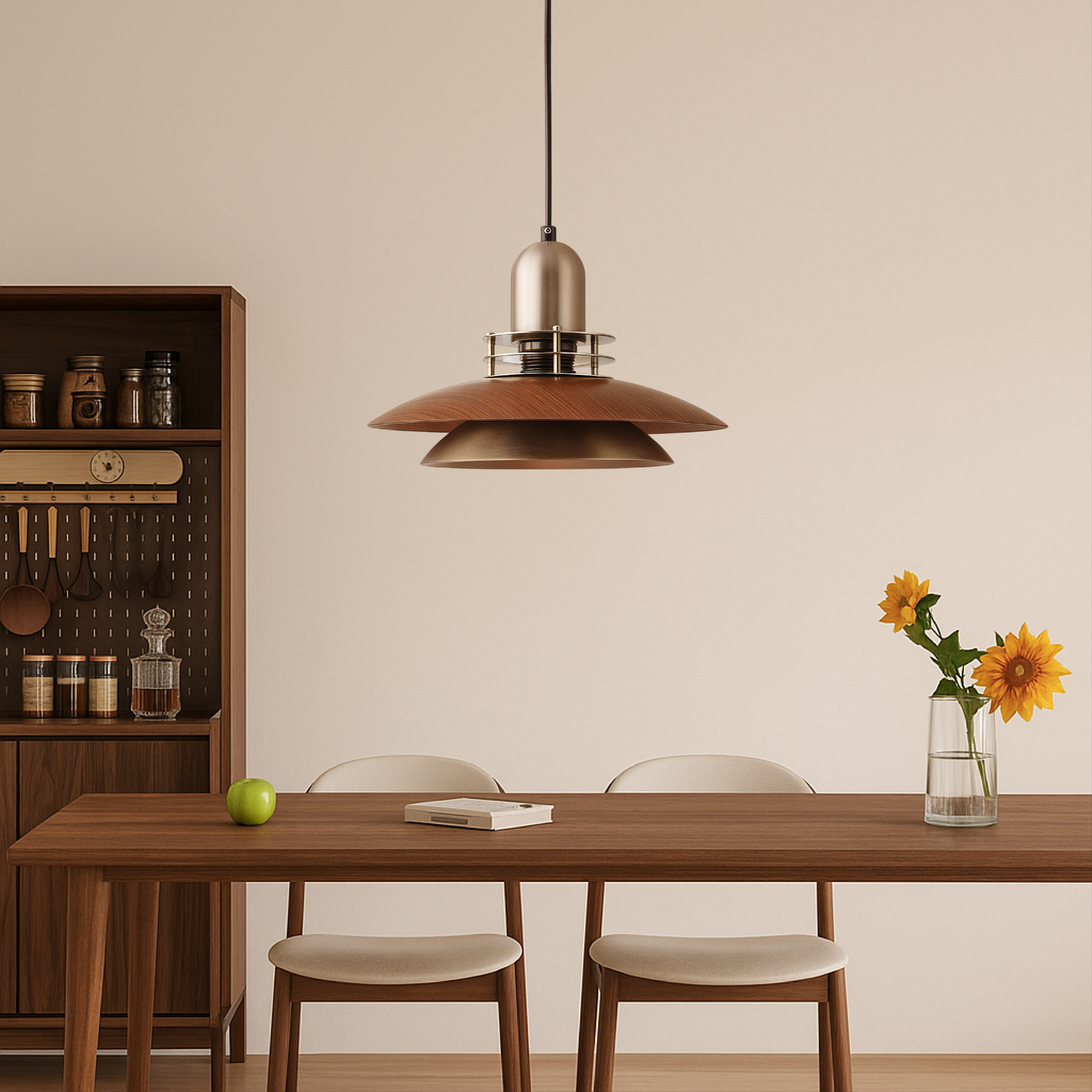 Cilessa - Pendant Lamp with Layered Walnut Wood Design