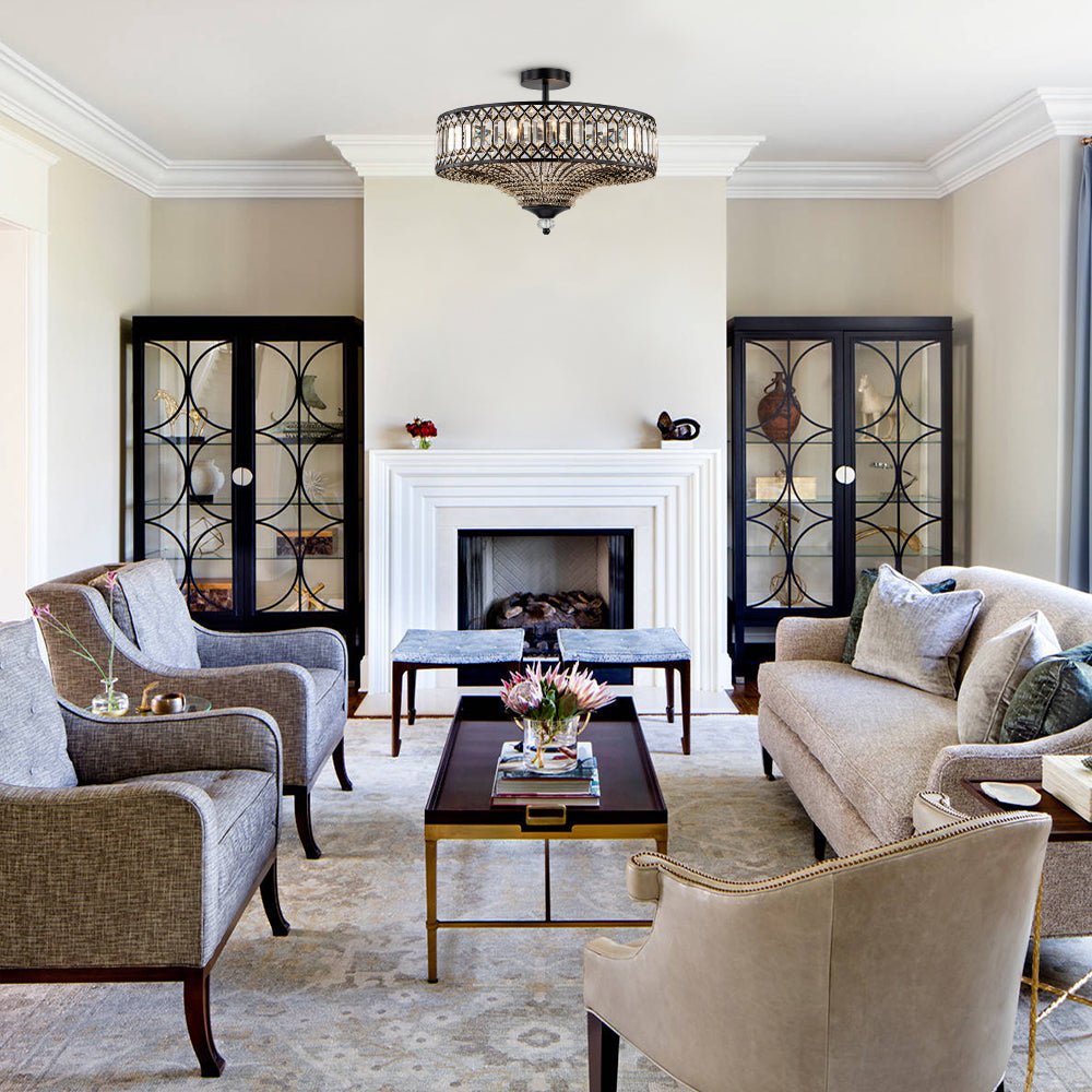 水晶鼓形设计吸顶灯 | 六灯吸顶灯具