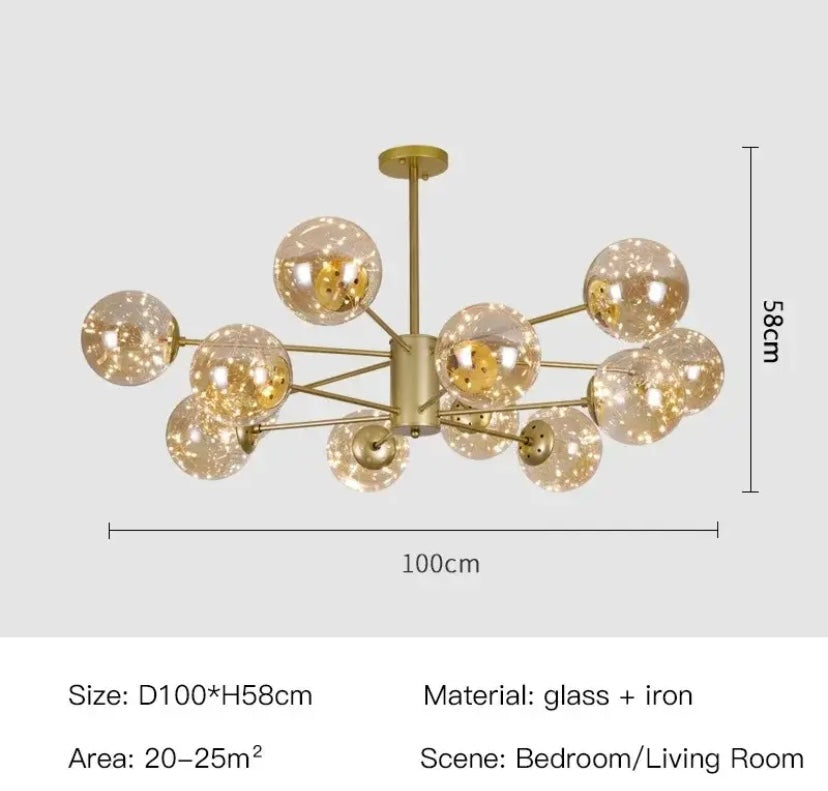 Aurelia Glass Bean Chandelier With Integrated LED Lighting