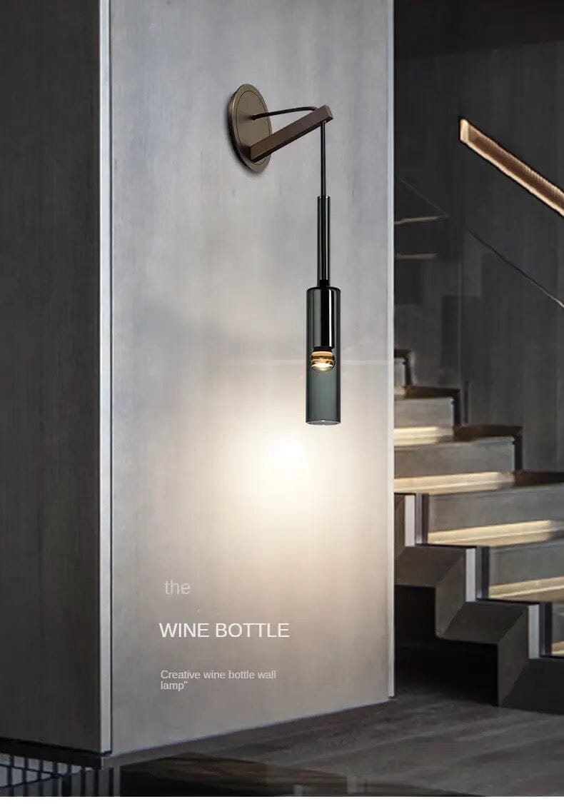 Asterra | Smoky Gray Glass Bottle Wall Lamp in Smoked Black