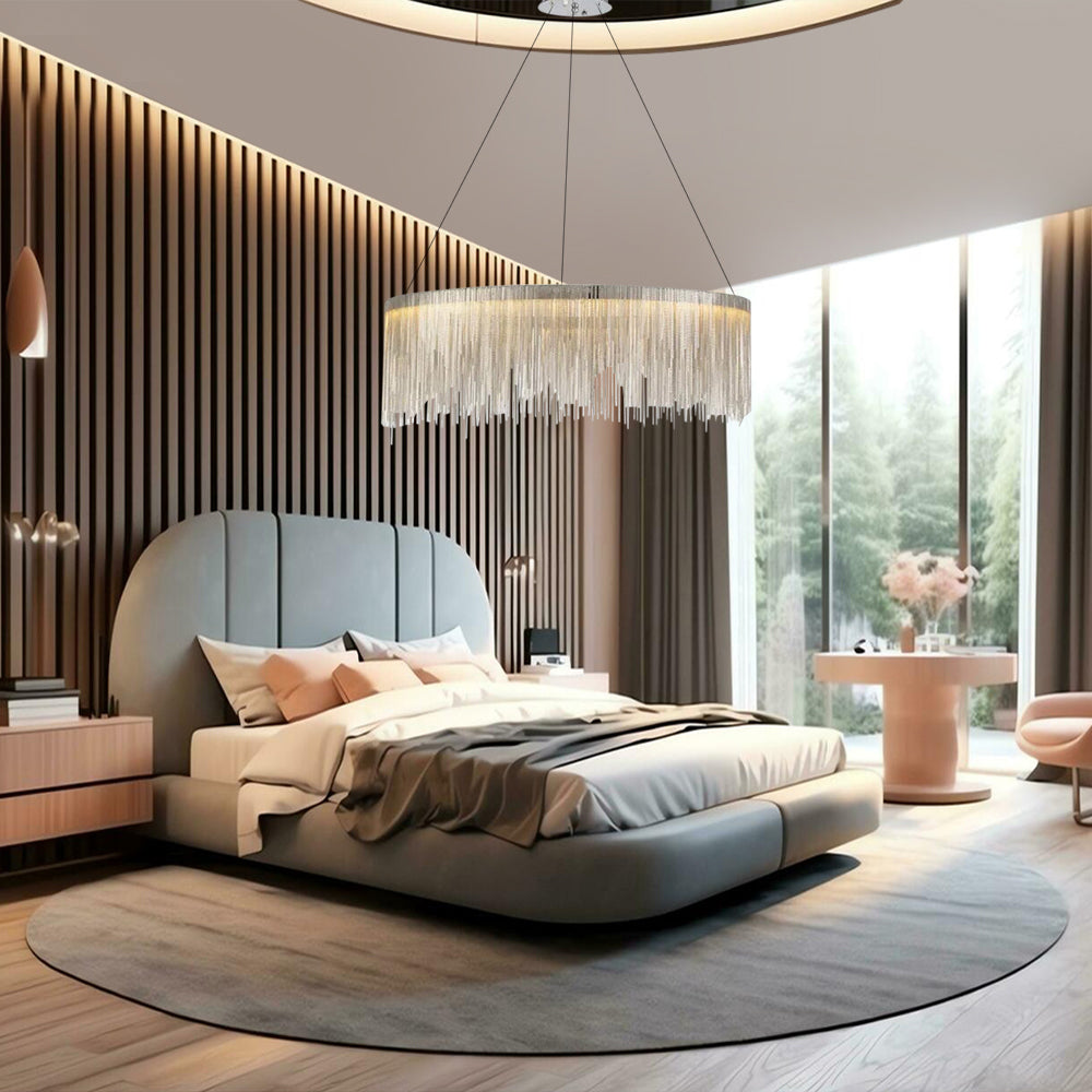 Asterra Nordic Circular Tassel Chain Chandelier for Modern Interiors