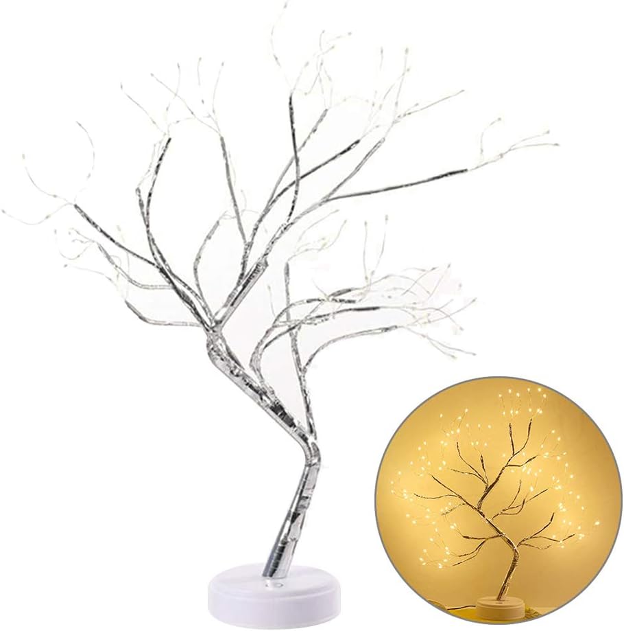 Candeeiro de mesa decorativo a pilhas em forma de árvore